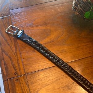 Men's Black Braided Leather Belt